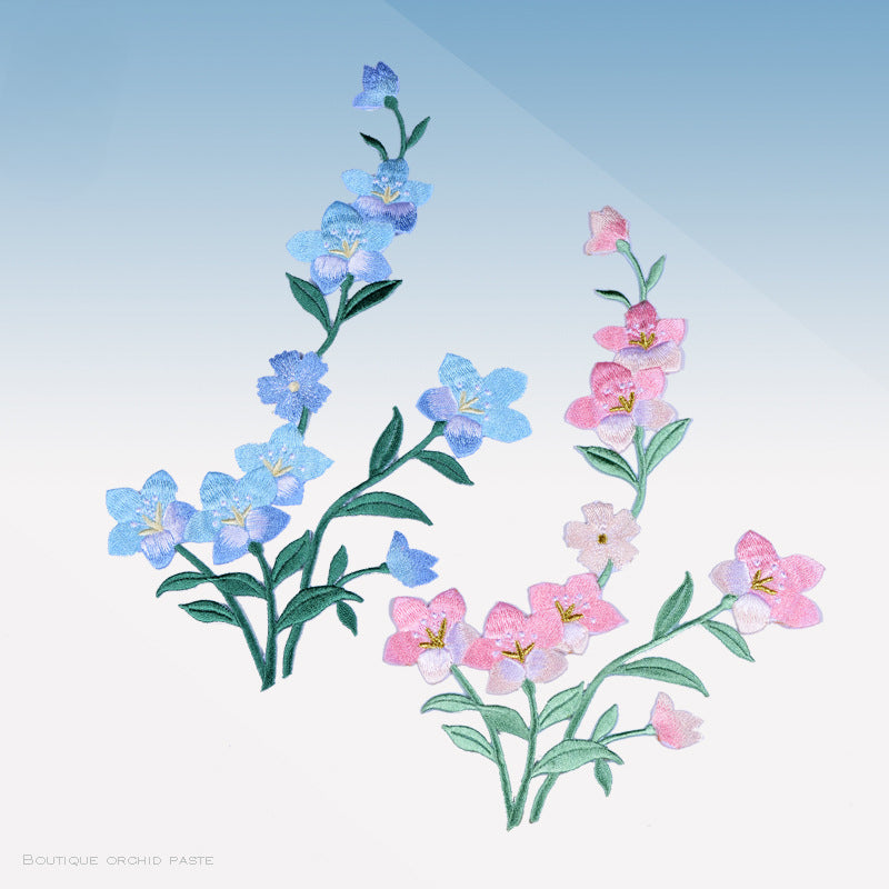 Wholesale DIY Embroidery Cloth Patch Orchid with Glue Hat Clothes Decoration