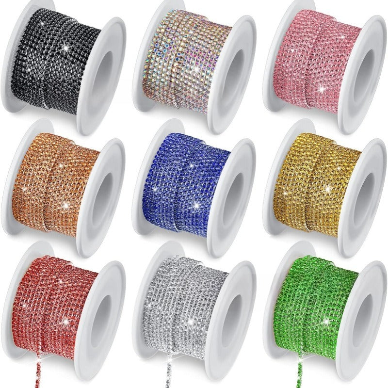 Wholesale 2mm 10 Yards Per Roll of Colored Rhinestone Strips Self-adhesive Rhinestone Strips Clothing Shoes and Hats Aessories Home Decoration Aessori