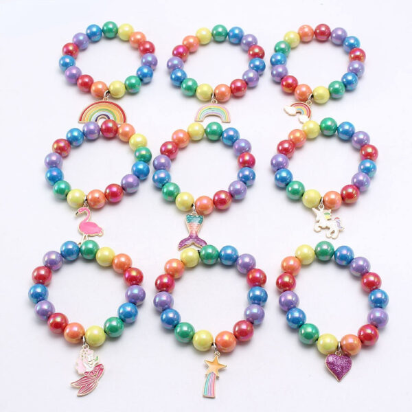 Wholesale Rainbow Beaded Alloy Kids Bracelet