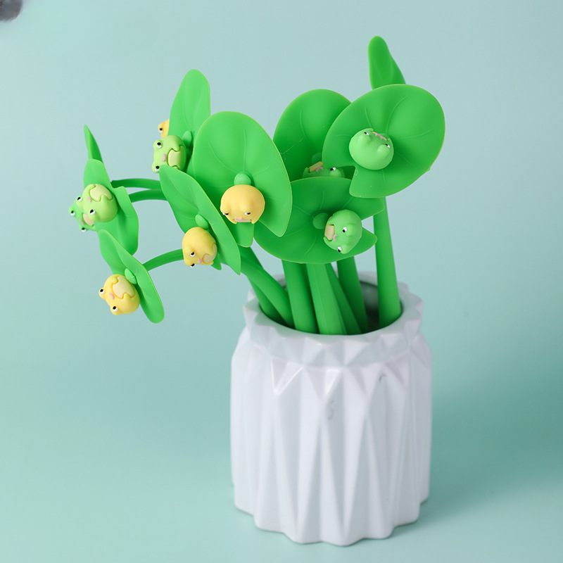 Wholesale Plastic Lotus Leaf Frog Gel Pen