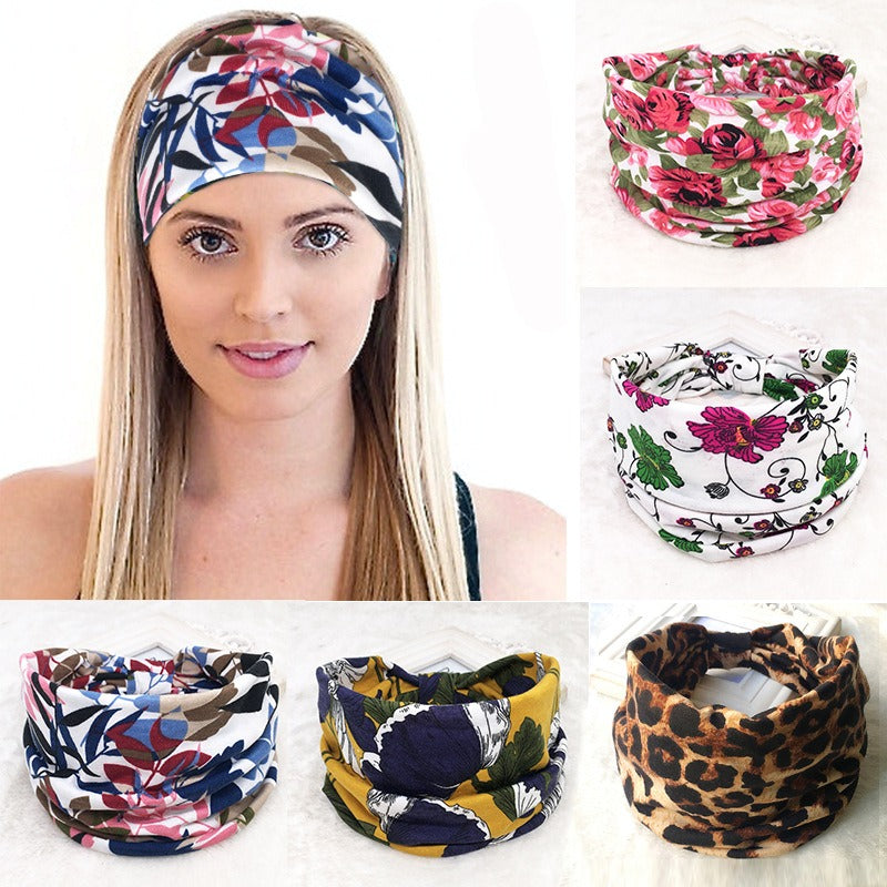 Wholesale Autumn and Winter Printed Hairband with Wide Ribbon Cotton Srts Yoga Hair Aessories