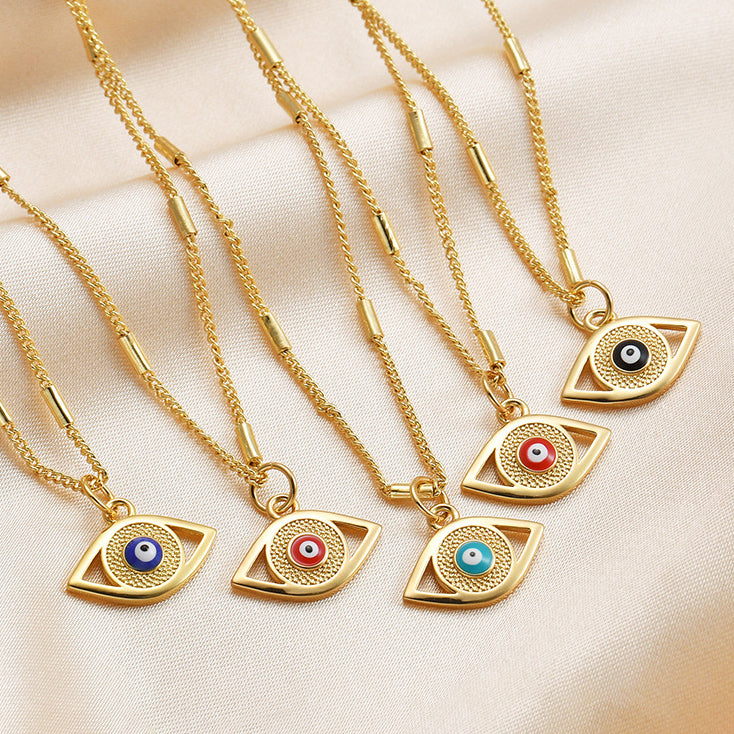 Wholesale Demon Eye Pendant Stainless Steel op Oil Necklace
