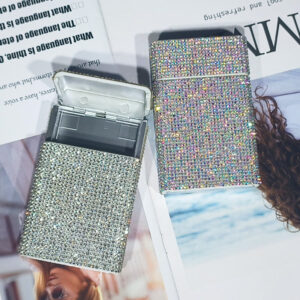 Wholesale Diamond Studded Women's Concealed Button Push-pull Personalized Sparkling Diamond Cigarette Box