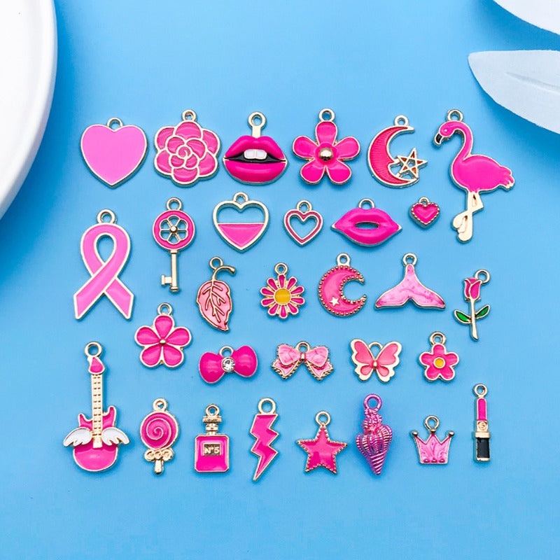Wholesale Rose Red ip Oil Cartoon Alloy DIY Necklace Bracelet Pendant