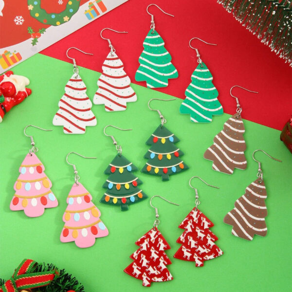 Wholesale Christmas Tree Fashion Printed Lantern Balloon Cookies Elk Acrylic Earrings Earrings Earrings