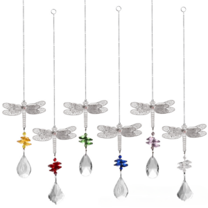 Wholesale Sun Catcher Crystal Dragonfly Octagonal Beads Color Pendant