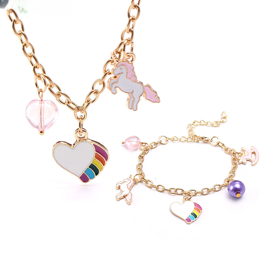 Wholesale Rainbow Heart ip Oil Alloy Pendant Bracelet