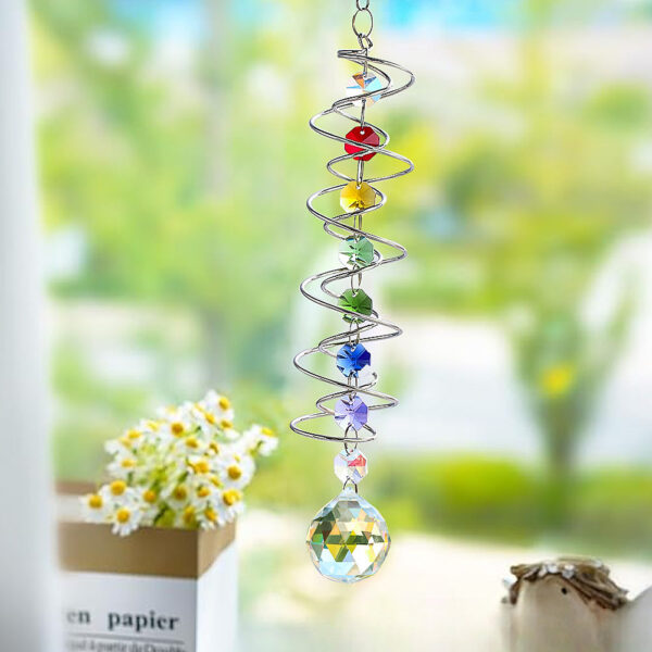 Wholesale Mobis Ring Stainless Steel Rotating Crystal Ball Wind Chime