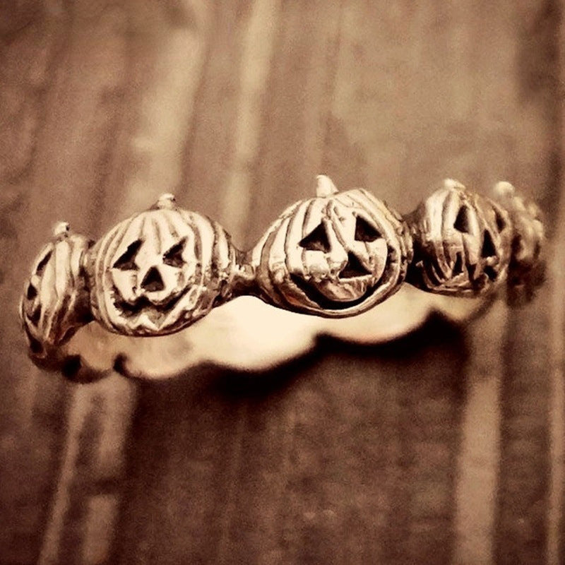 Wholesale Pumpkin Ghost Face Metal Ring