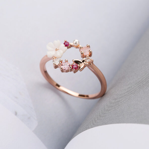 Wholesale Copper Butterfly Flower Rings