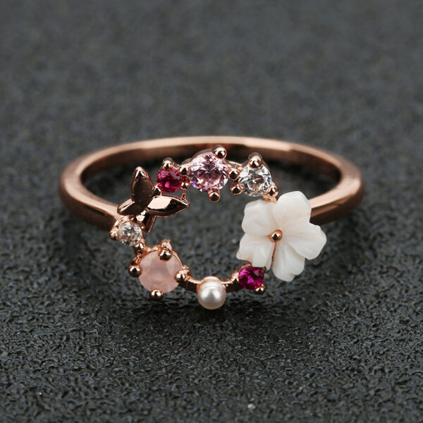 Wholesale Copper Butterfly Flower Rings