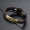 Wholesale Minimalist Alloy Bagua Woven Cowhide Bracelet