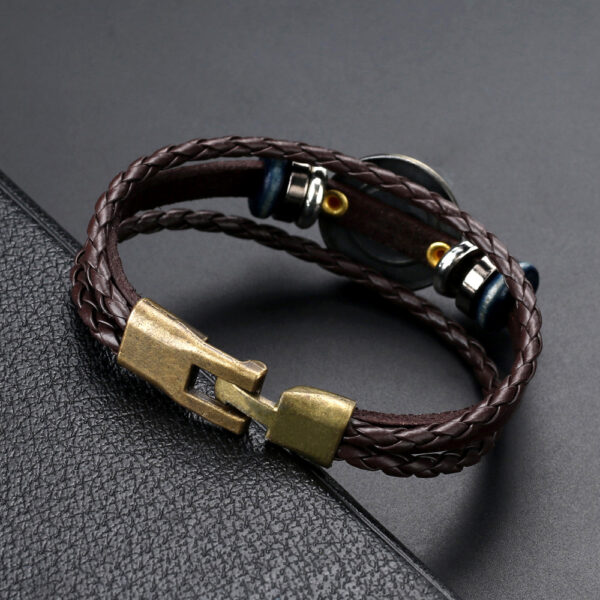 Wholesale Minimalist Alloy Bagua Woven Cowhide Bracelet