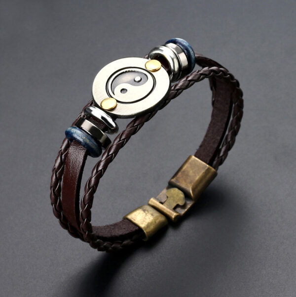 Wholesale Minimalist Alloy Bagua Woven Cowhide Bracelet