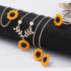 Wholesale Resin Sunflower Necklace Earrings Ring Bracelet Set of Four