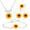 Wholesale Resin Sunflower Necklace Earrings Ring Bracelet Set of Four