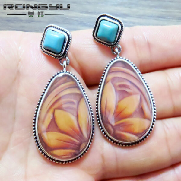 Wholesale Brown Sunflower Metal Earrings