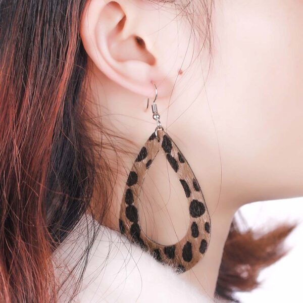 10134167576_1145598992 Wholesale PU Leopard Print Water Droplets Earrings
