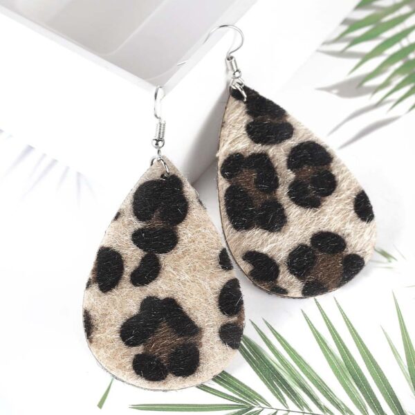 10134176516_1145598992 Wholesale PU Leopard Print Water Droplets Earrings