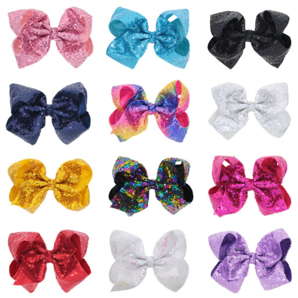 10151887875_2104425384-1 Wholesale 8 Inch Children's Bow Sequin Hairpin