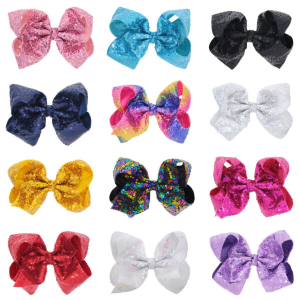10151887875_2104425384 Wholesale 8 Inch Children's Bow Sequin Hairpin