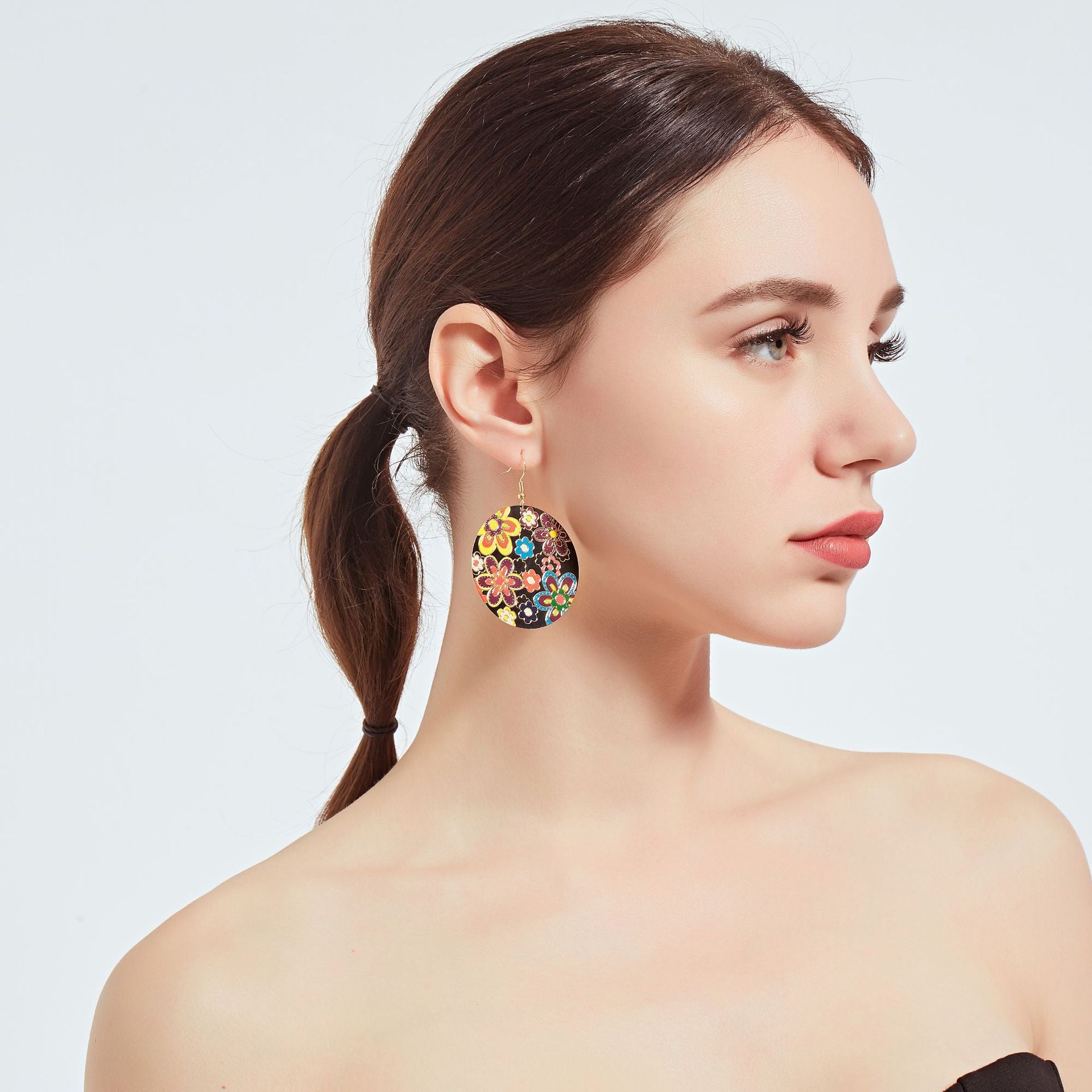 Wholesale Statemente Oil ip Flowers Metal Earrings