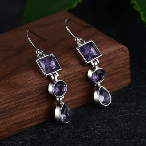 Wholesale Lavender Amethyst Copper Earrings Set