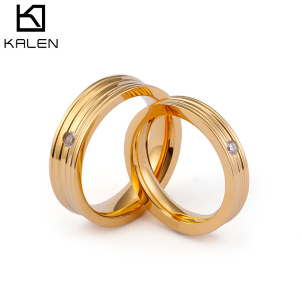 Wholesale Titanium Steel Gilded New Water Diamond Rings