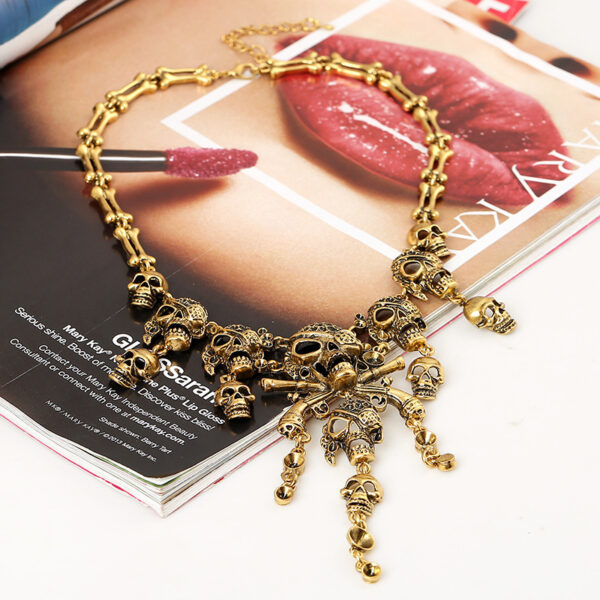 10182513578_163529649 Wholesale Halloween Retro Skull Alloy Necklace
