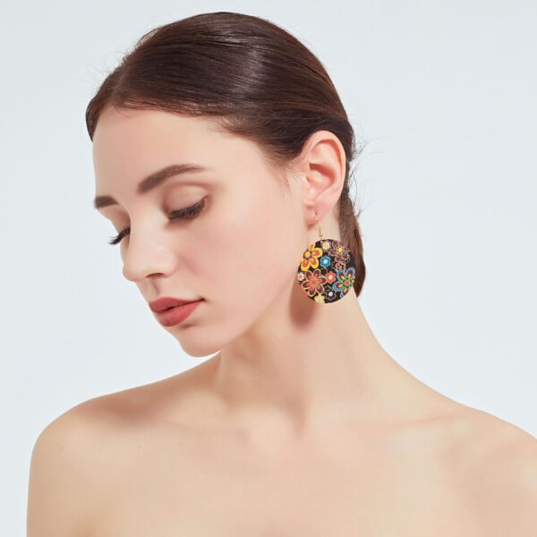 Wholesale Statemente Oil Drip Flowers Metal Earrings