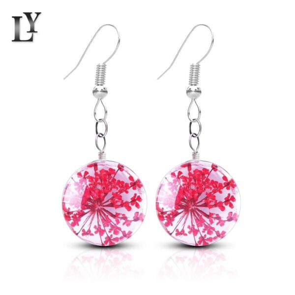 Wholesale Dried Flower Glass Ball Earrings