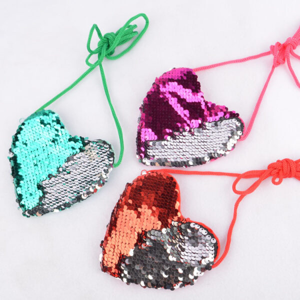 Wholesale Pu Sequin Lanyard Bag Love Children Coin Purse