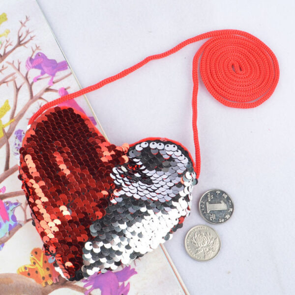 Wholesale Pu Sequin Lanyard Bag Love Children Coin Purse