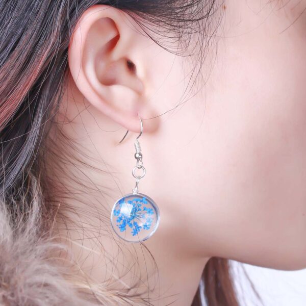 Wholesale Dried Flower Glass Ball Earrings