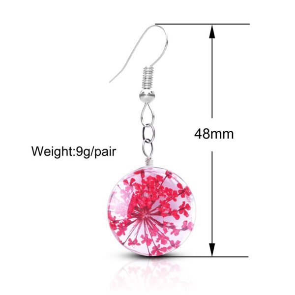 Wholesale Dried Flower Glass Ball Earrings