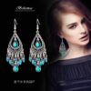 Wholesale Fashion Creative Bohemian Vintage Carved Waterdrop Gemstone Tassel Earrings