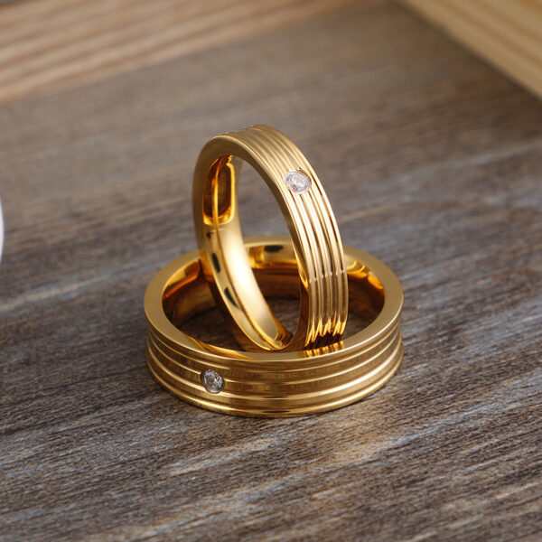 Wholesale Titanium Steel Gilded New Water Diamond Rings