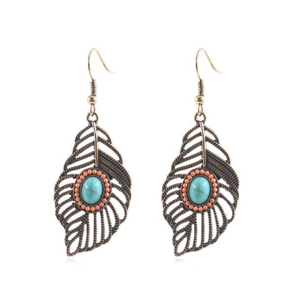 Wholesale Leaf Inlaid Ruby Alloy Earrings