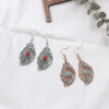 Wholesale Leaf Inlaid Ruby Alloy Earrings