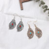 Wholesale Leaf Inlaid Ruby Alloy Earrings