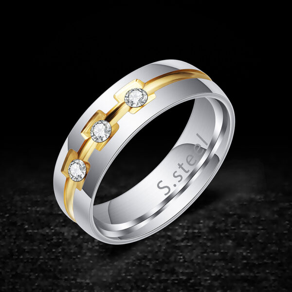10274601341_402130531-2 Wholesale Gold and Silver Dual Color Electroplated Titanium Steel Men's Rings