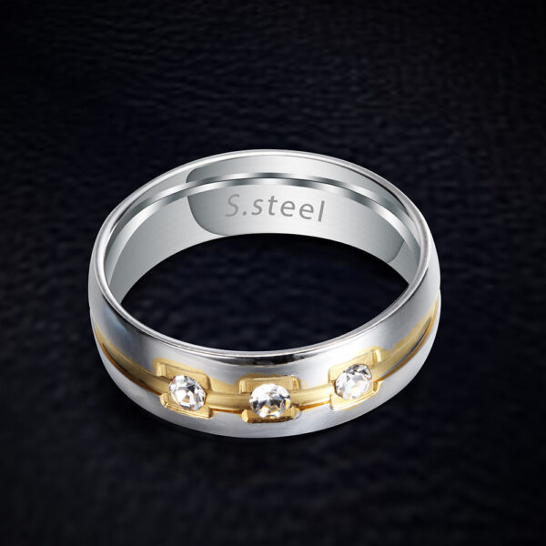 10274622262_402130531 Wholesale Gold and Silver Dual Color Electroplated Titanium Steel Men's Rings