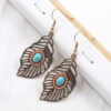 Wholesale Leaf Inlaid Ruby Alloy Earrings