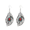 Wholesale Bohemian Hollow Tree Leaf Inlaid Turquoise Drop Earrings