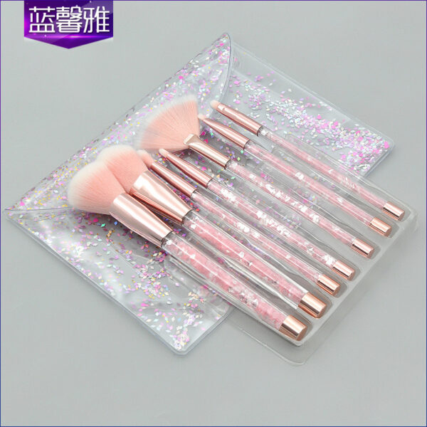 10293110298_1083885393 Wholesale Plastic 7-piece Transparent Crystal Particle Handle Makeup Brush Set