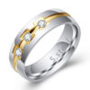 10301413446_402130531-2 Wholesale Gold and Silver Dual Color Electroplated Titanium Steel Men's Rings