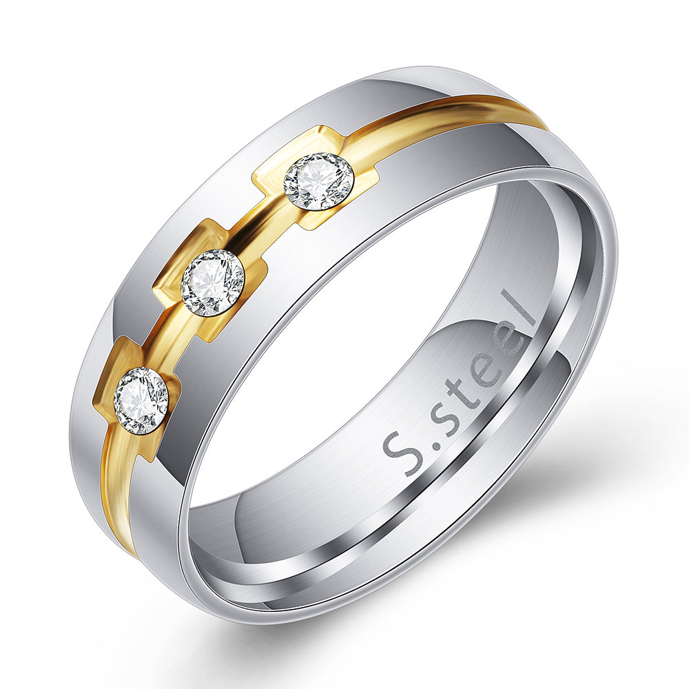 Wholesale Gold and Sier Dual Color Electroplated Titanium Steel Men's Rings