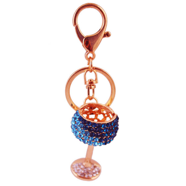 Wholesale Zinc Alloy Diamond Crystal Wine Glass Key Chain