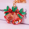 Wholesale Christmas Rhinestone Bell Alloy Keychain