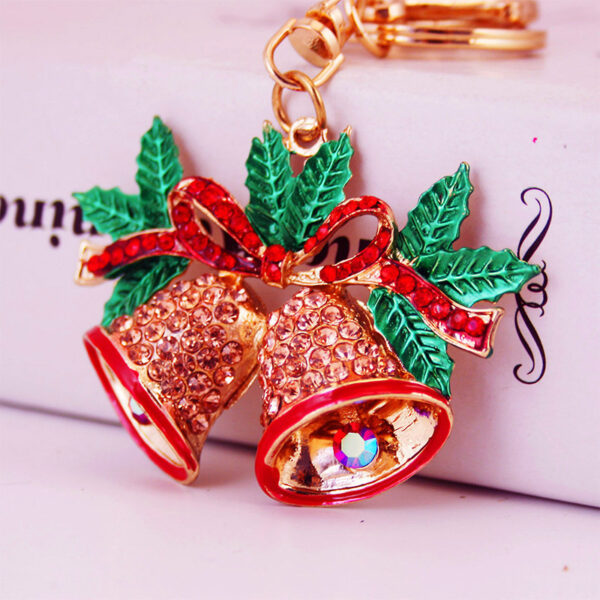 Wholesale Christmas Rhinestone Bell Alloy Keychain